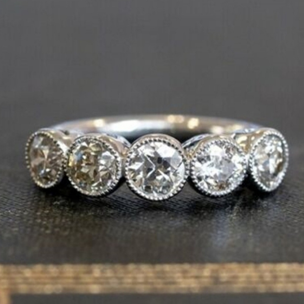 Valentine's Day Sale! Beautiful Handmade 5 Stone Simulated Diamond Band. Sizable